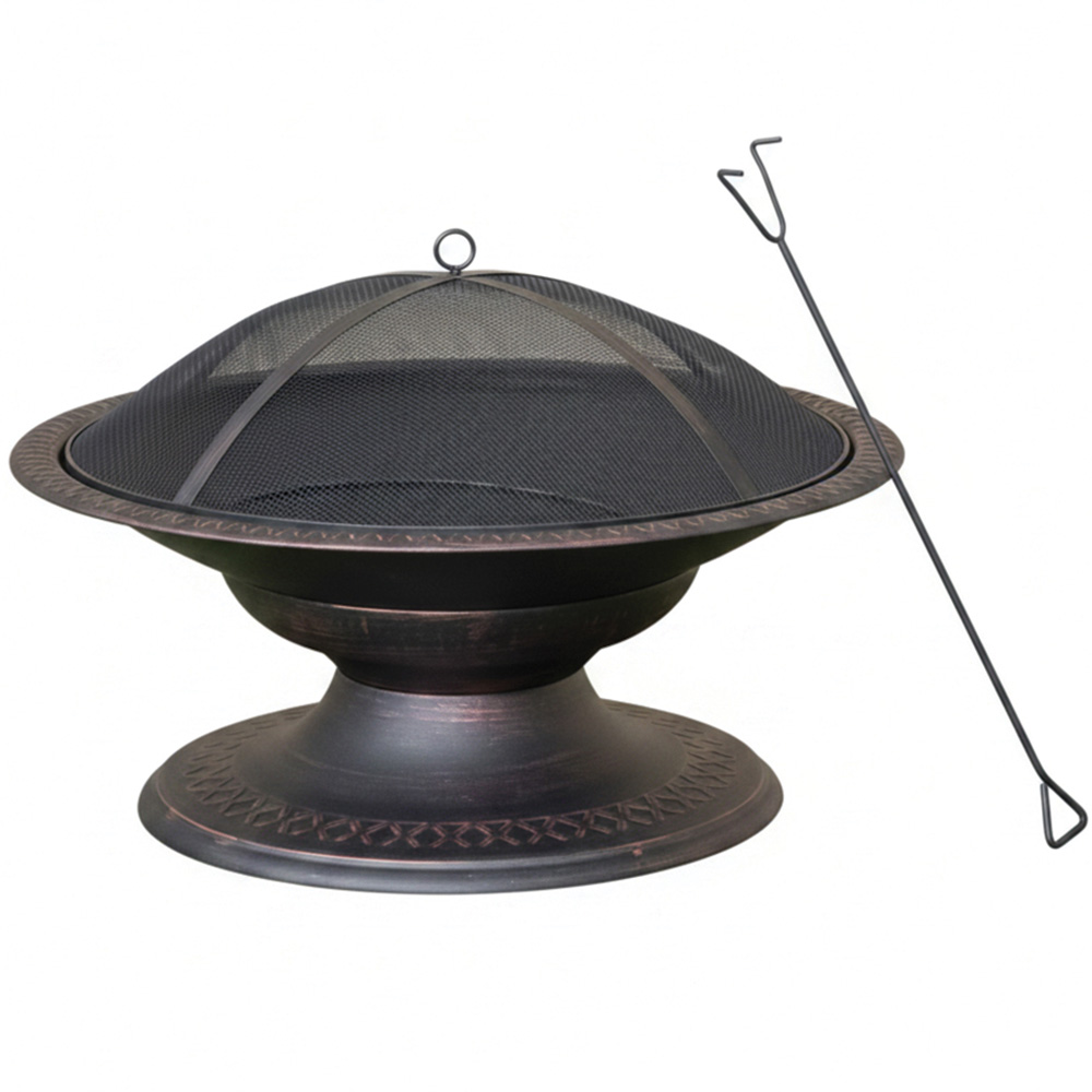 Samuel Alexander Bronze Effect Steel Toscana Outdoor Fire Pit with Fire Poker 50cm Image 1