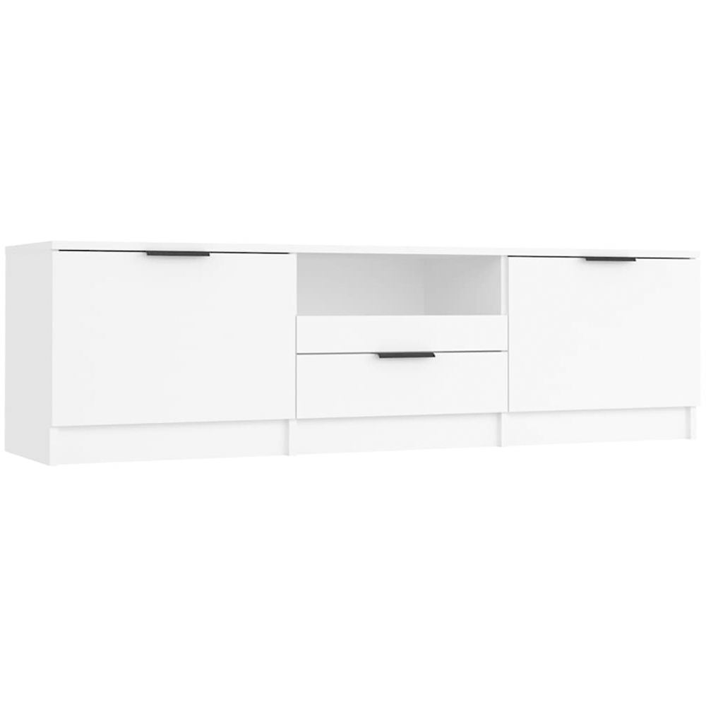 vidaXL 2 Door Single Drawer Single Shelf White TV Cabinet Image 2