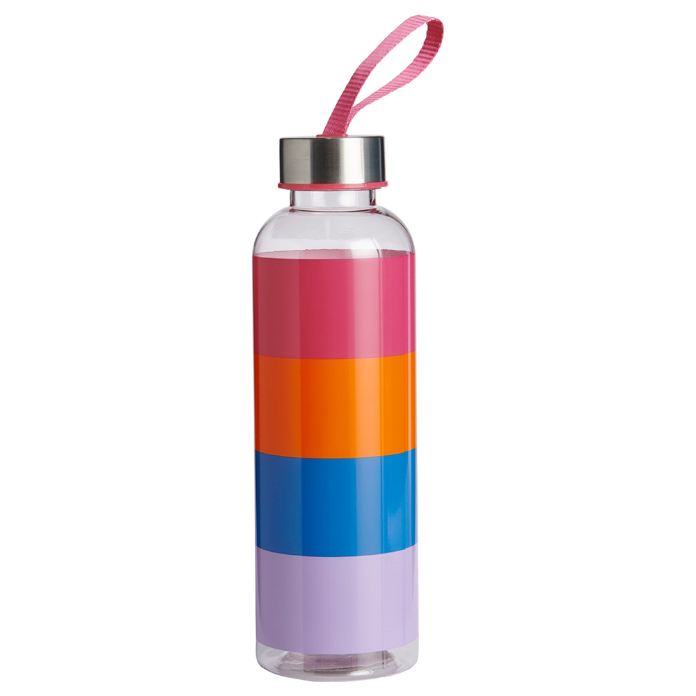 Wilko Clear Stripe Water Bottle Image 1