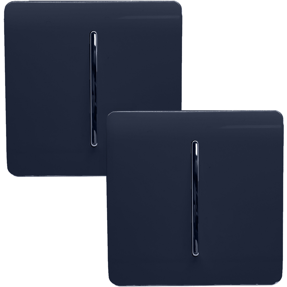 Trendi Switch 1 Gang 1 or 2 Way Navy Blue Rocker Light Switch 2 Pack Image 1
