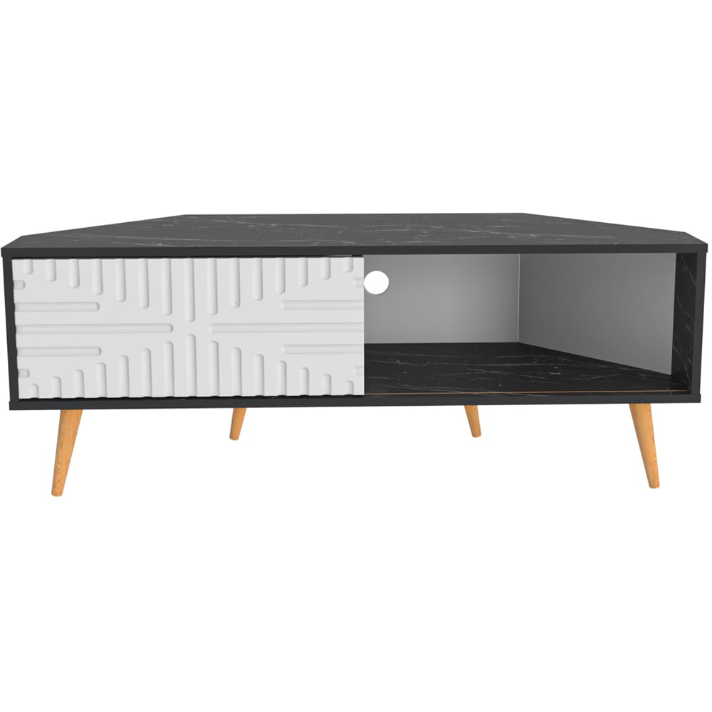 Decorotika Mora Single Sliding Door Bendire and White Corner TV Unit Image 2