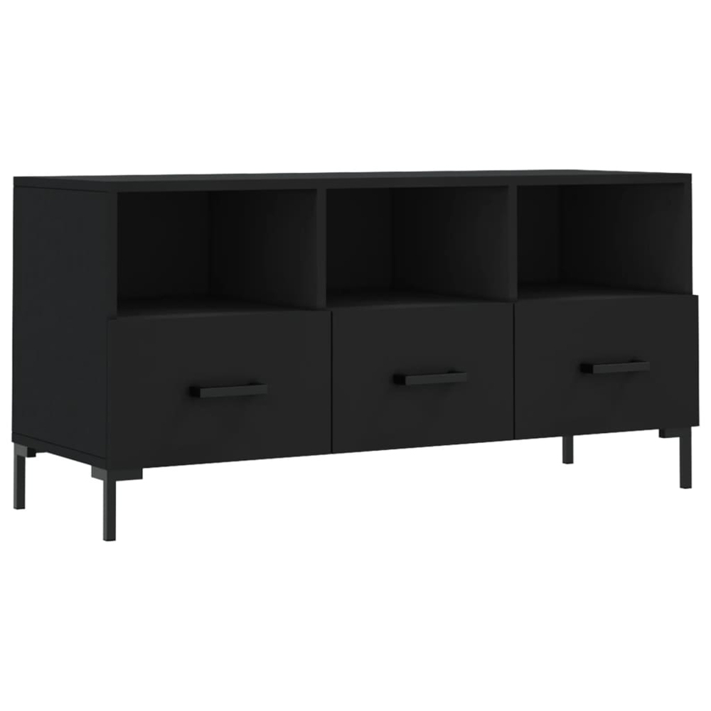 vidaXL 3 Drawer 3 Shelf Black TV Cabinet Image 2