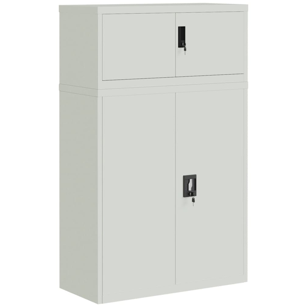 vidaXL 2 Door Light Grey Steel Filing Cabinet Set of 2 Image 2