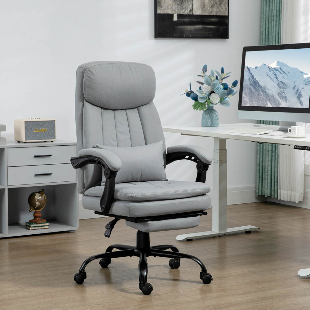 Portland Grey Microfibre Swivel Vibration Massage Office Chair Image 6
