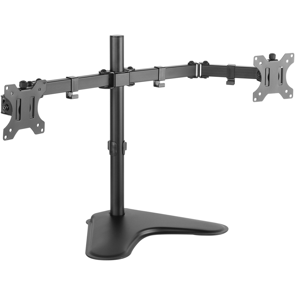 ProperAV 17 to 32 Inch Dual Swing Arm Monitor Mount with Free Standing Base Image 1