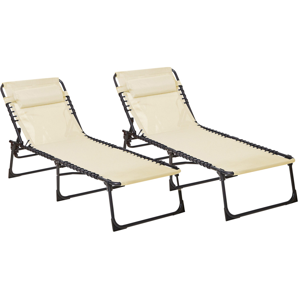 Neo Set of 2 Cream Folding Sun Loungers Image 2