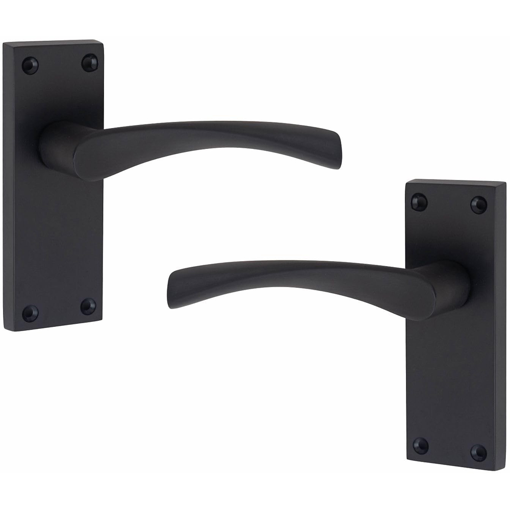 Golden Grace Matt Black Victorian Scroll Astrid Door Handle Set Image 2