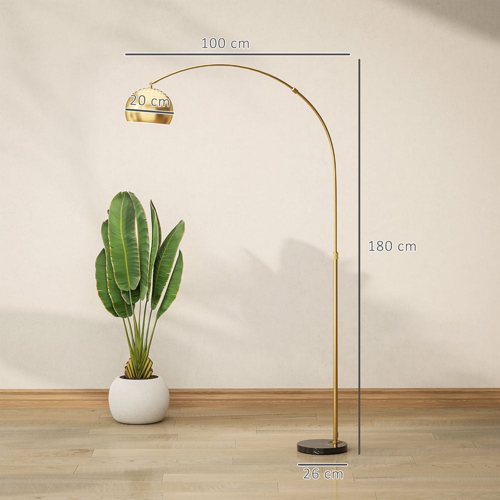 Portland Gold Tone Tall Arc Floor Lamp Image 9