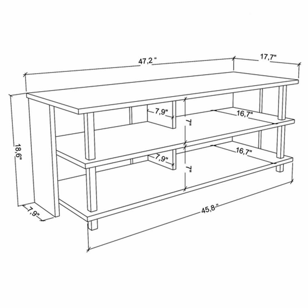 Decorotika Pueblo 4 Open Shelf Black and White Wide TV Unit Image 7