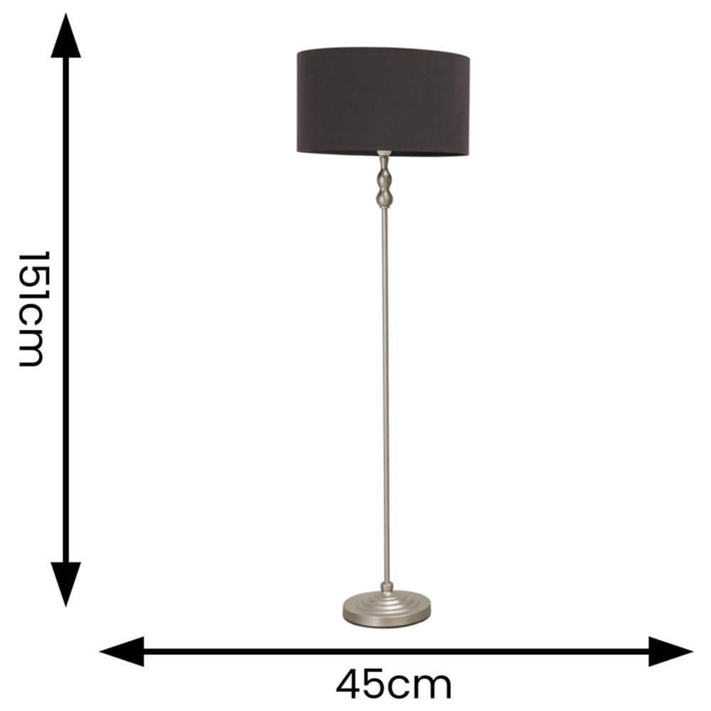 ValueLights Maggie Black Velvet Shade Brushed Chrome Candlestick LED Floor Lamp Image 4
