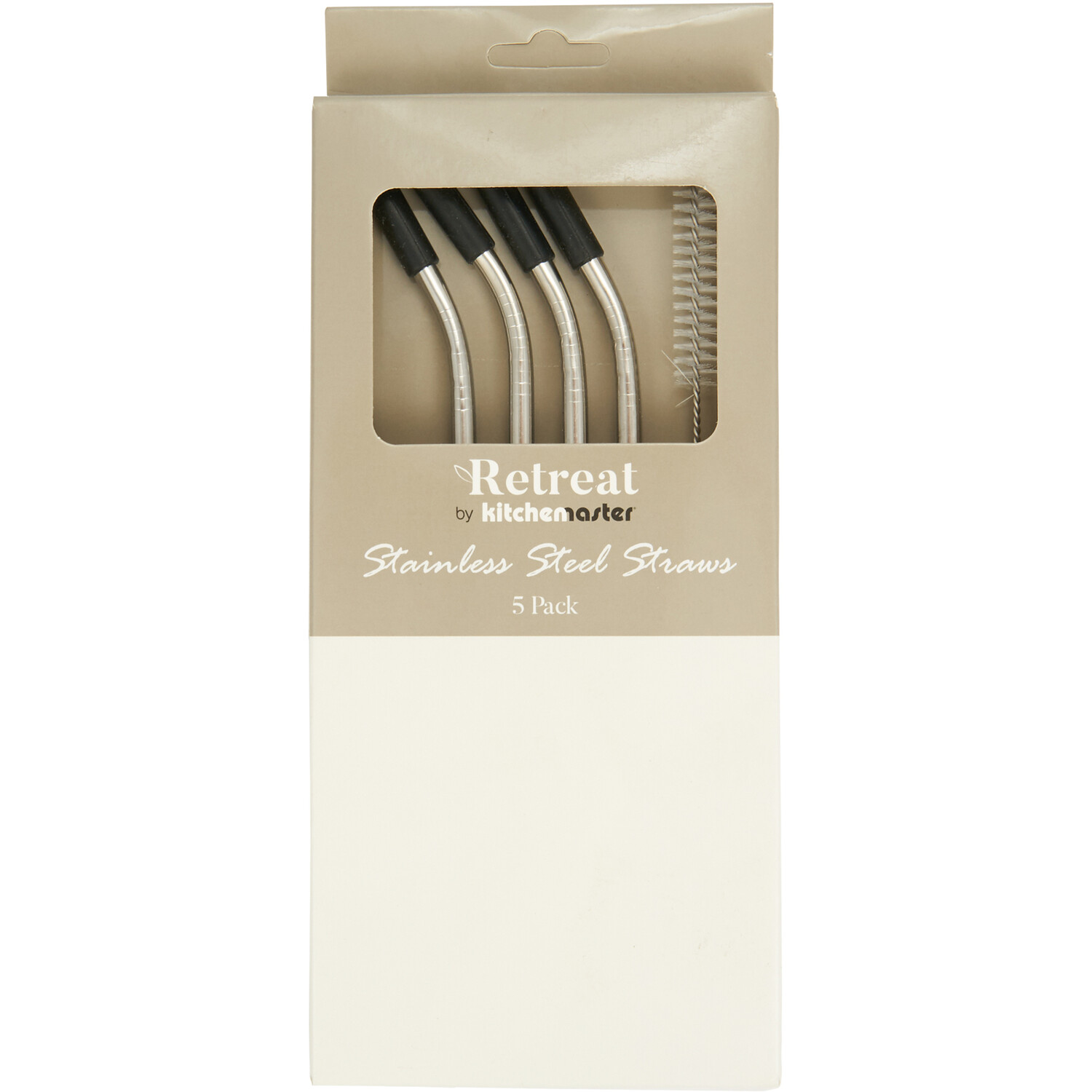 Pack of 4 Kitchen Master Retreat Stainless Steel Straws - Chrome Image 1