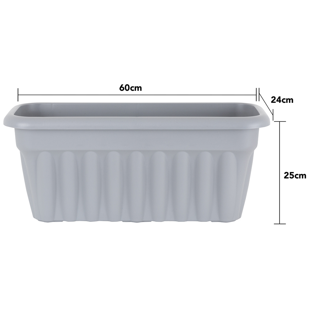 Wham Vista Upcycle Grey Recycled Plastic Rectangular Trough Planter 60cm 2 Pack Image 5