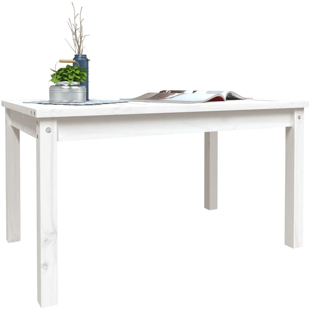 vidaXL White Solid Pine Wood Slatted Garden Table 82.5 x 50.5cm Image 5