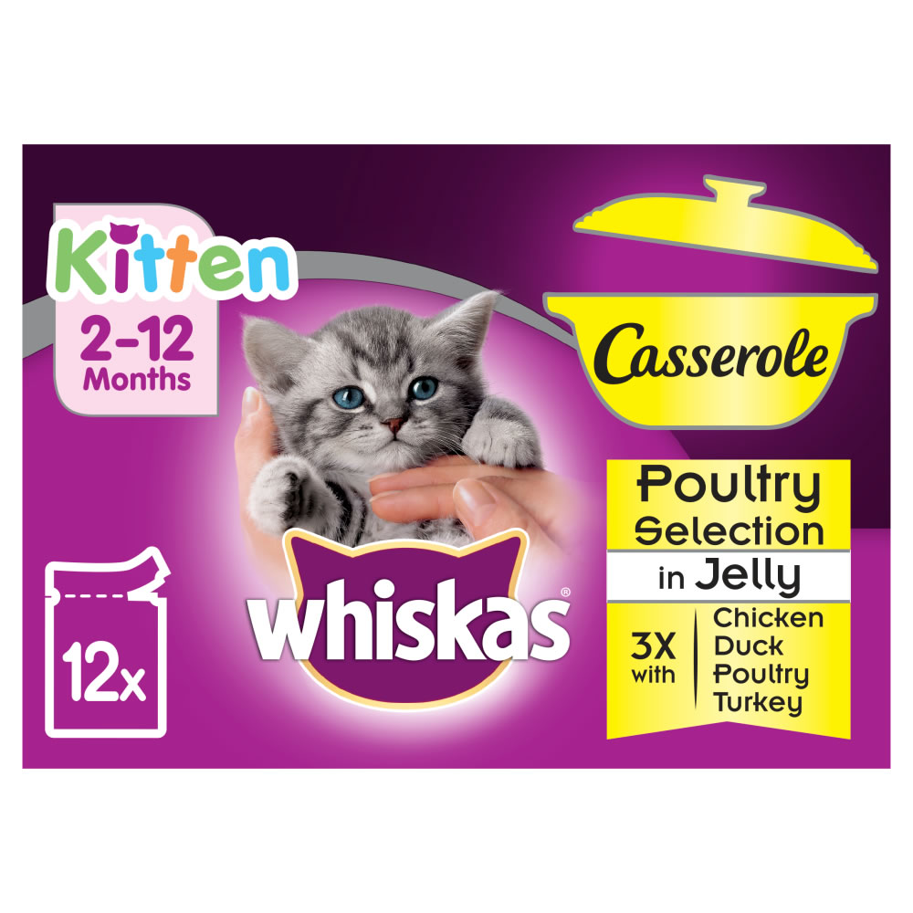 Whiskas Casserole Poultry Selection in Jelly Kitten Food 12 x 85g Image 1
