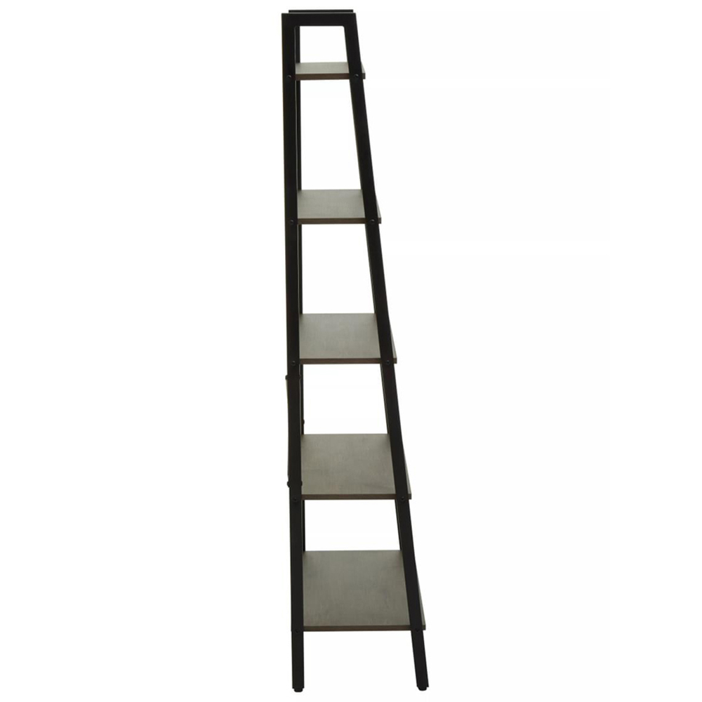 Premier Housewares Bradbury 5 Shelf Dark Oak Veneer Ladder Bookshelf Image 4
