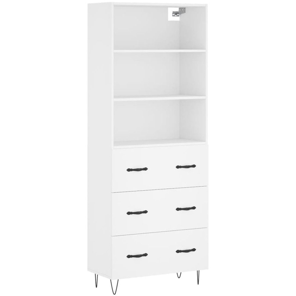 vidaXL 3 Drawer 3 Open Shelf White Highboard Image 2