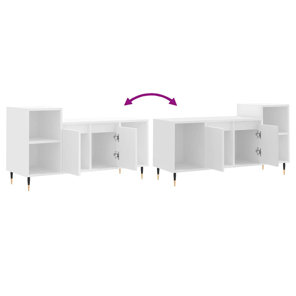 vidaXL 2 Door 3 Shelf White TV Cabinet Image 9