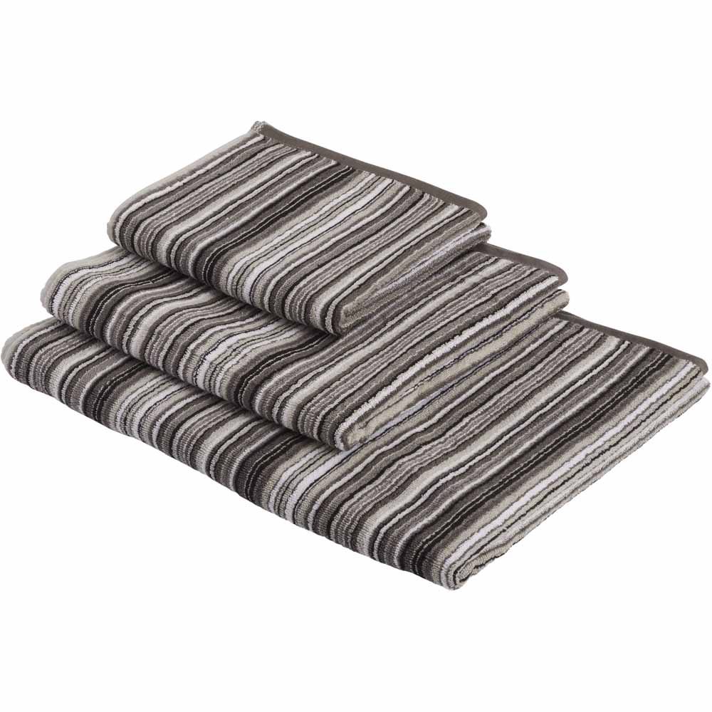 Wilko Grey Stripe Hand Towel Image 4
