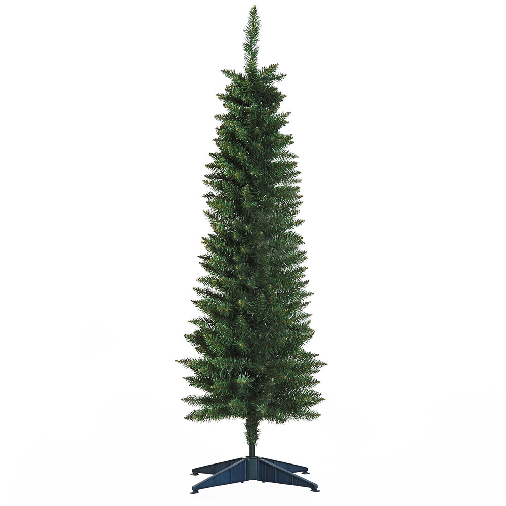 Everglow Green Artificial Christmas Pine Tree with Plastic Stand 4.9ft Image 1