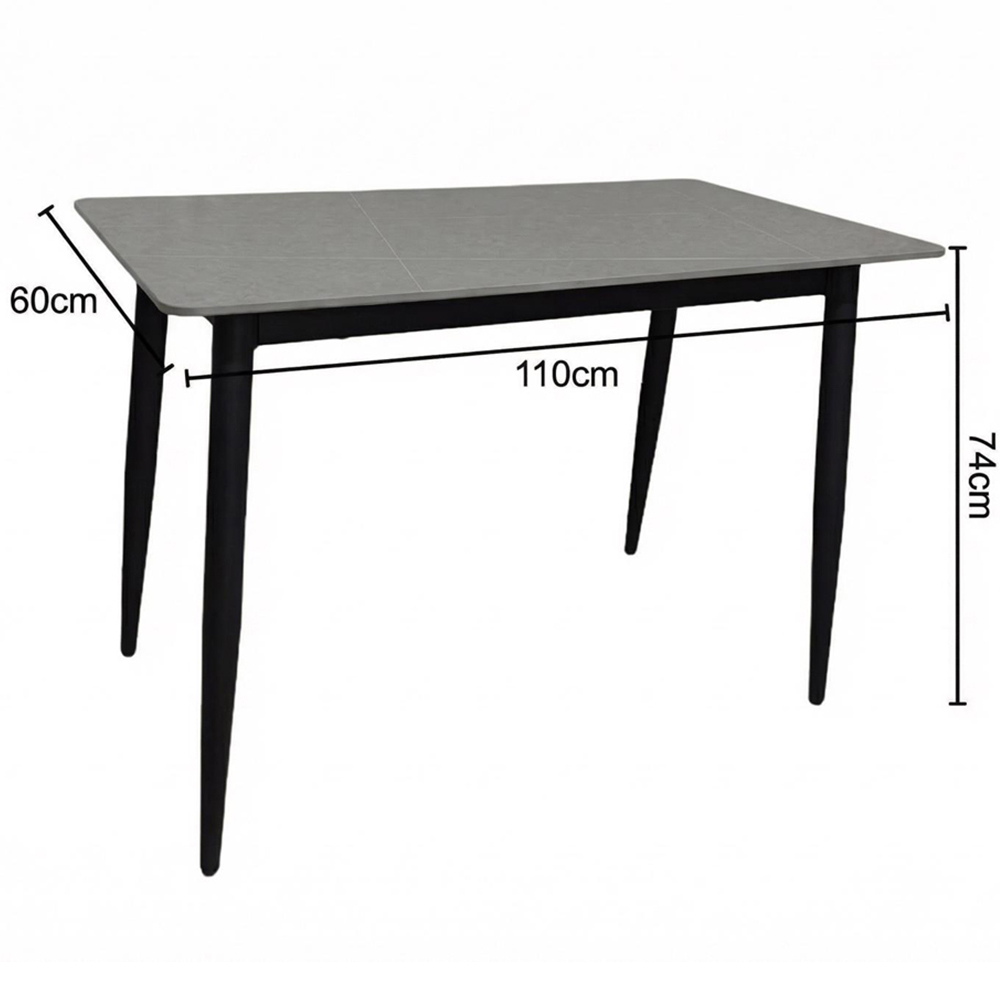 FWStyle Nova 4 Seater Sintered Stone Marble Effect Heat Resistant Fixed Top Dining Table Grey Image 5