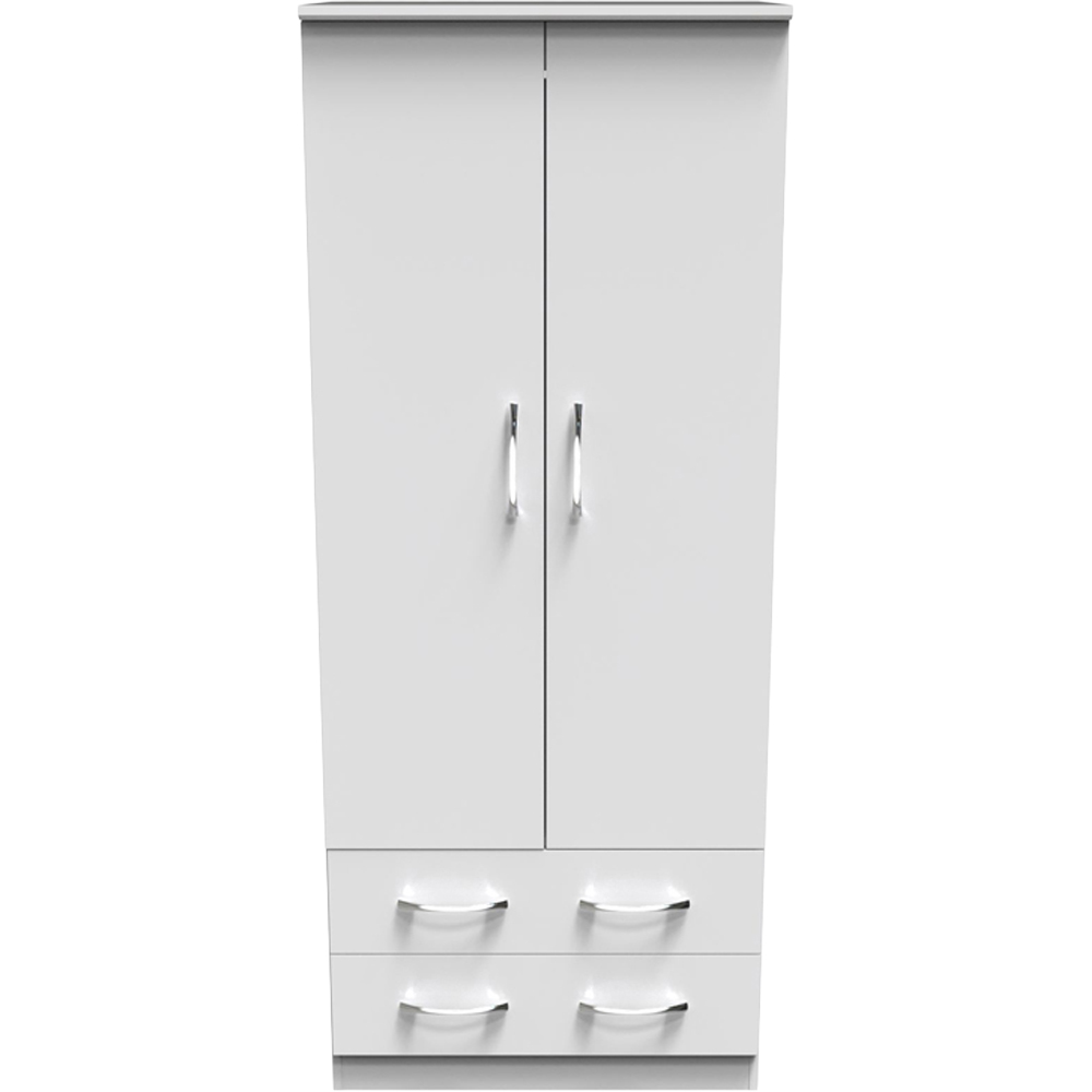 Crowndale Avon 2 Door 2 Drawer White Matt Wardrobe Ready Assembled Image 2