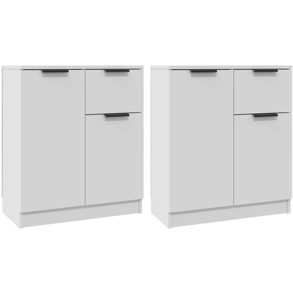 vidaXL 2 Door Single Drawer White Sideboard Set of 2 Image 2