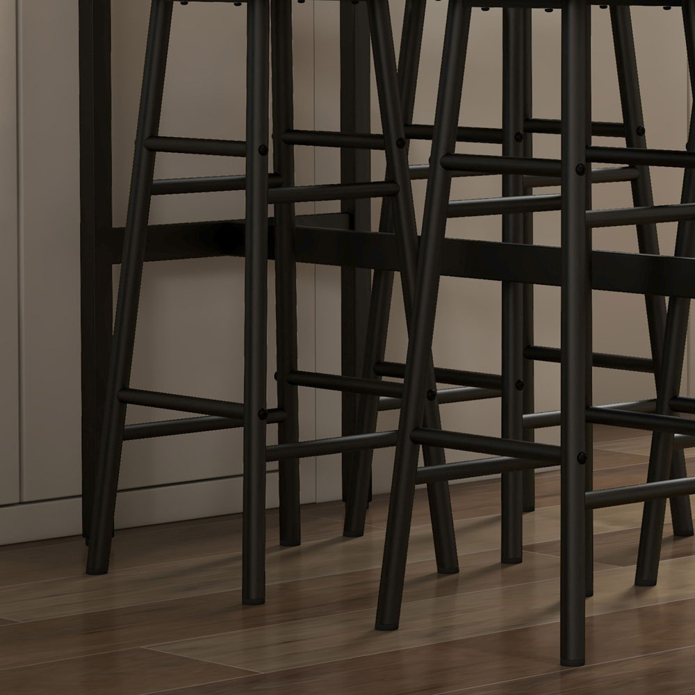HOMCOM 4 Seater Rustic Brown Industrial Style Bar Table and Stool Set Image 3