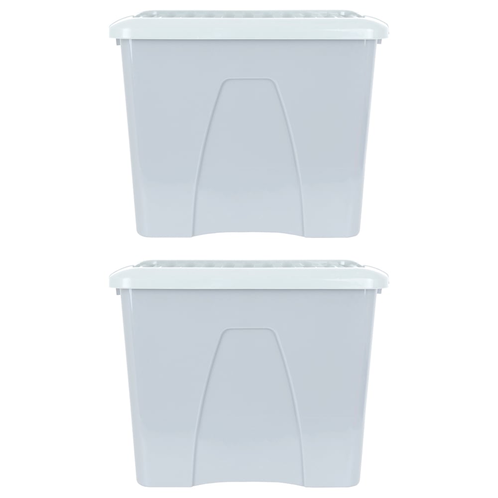 Wham 75L Soft Grey Home Upcycle Box and Lid 2 Pack Image 1