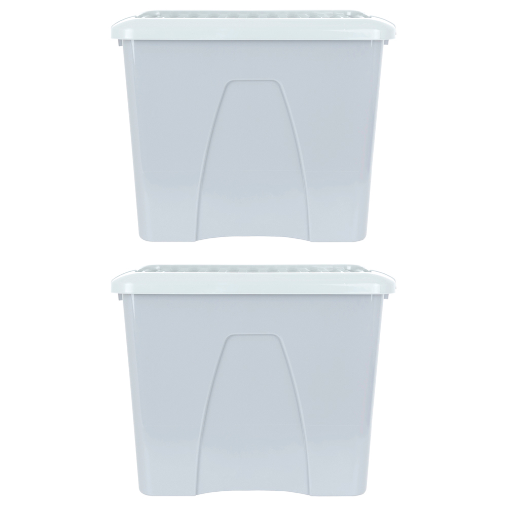 Wham 75L Soft Grey Home Upcycle Storage Box with Lid 2 Pack Image 1