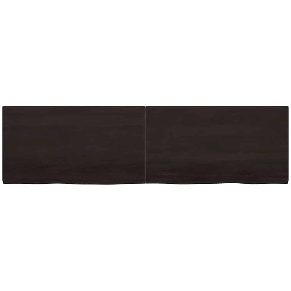vidaXL 200 x 60 x 4cm Dark Brown Treated Solid Wood Oak Wall Shelf Image 3