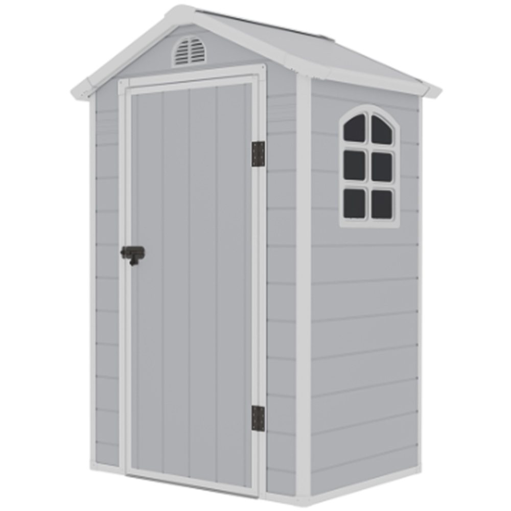 StoreMore Lotus Animus 4 x 3ft Grey Apex Plastic Shed Image 1