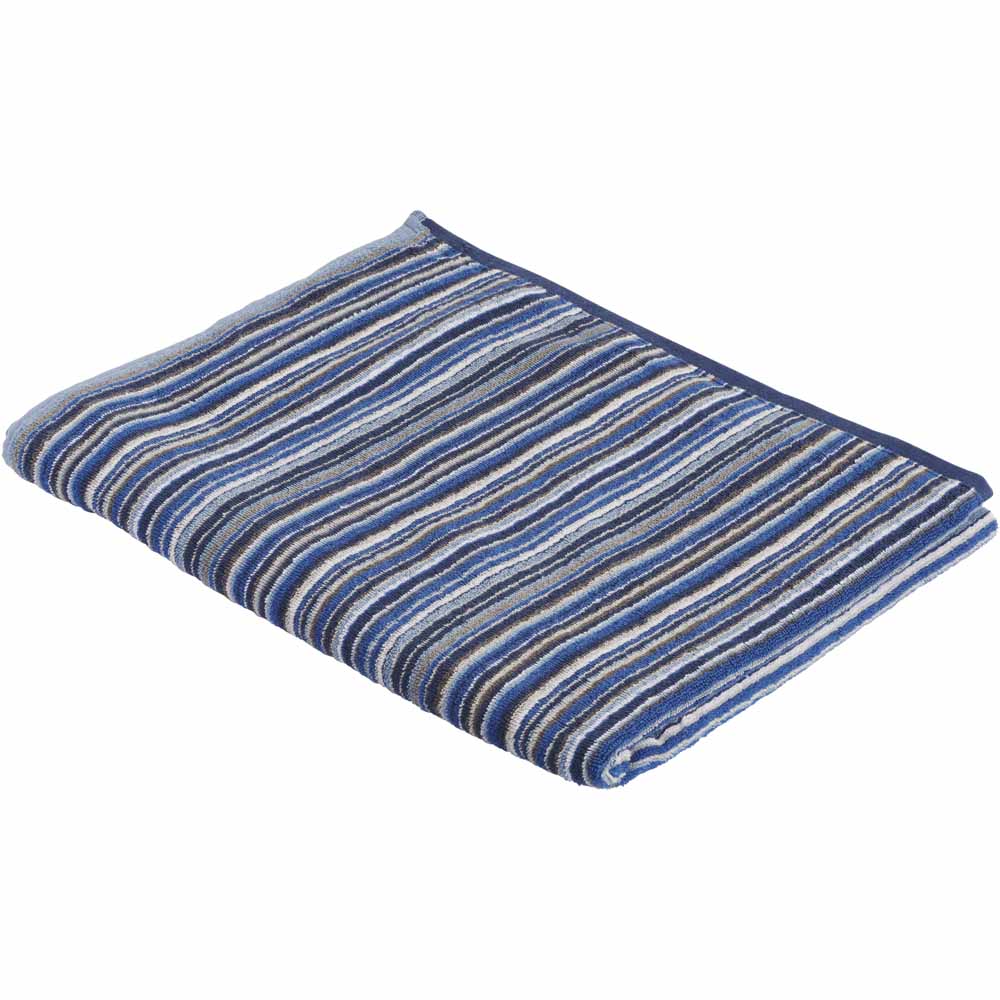 Wilko Blue Stripe Bath Sheet Image 1