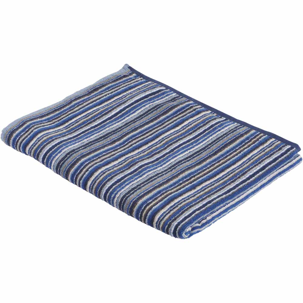 Wilko Blue Stripe Bath Sheet Wilko