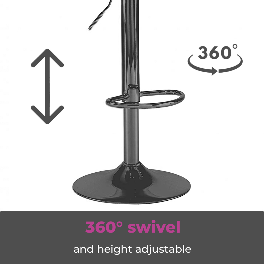 Neo Dark Grey and Black Leather Bar Stool Set of 2 Image 4