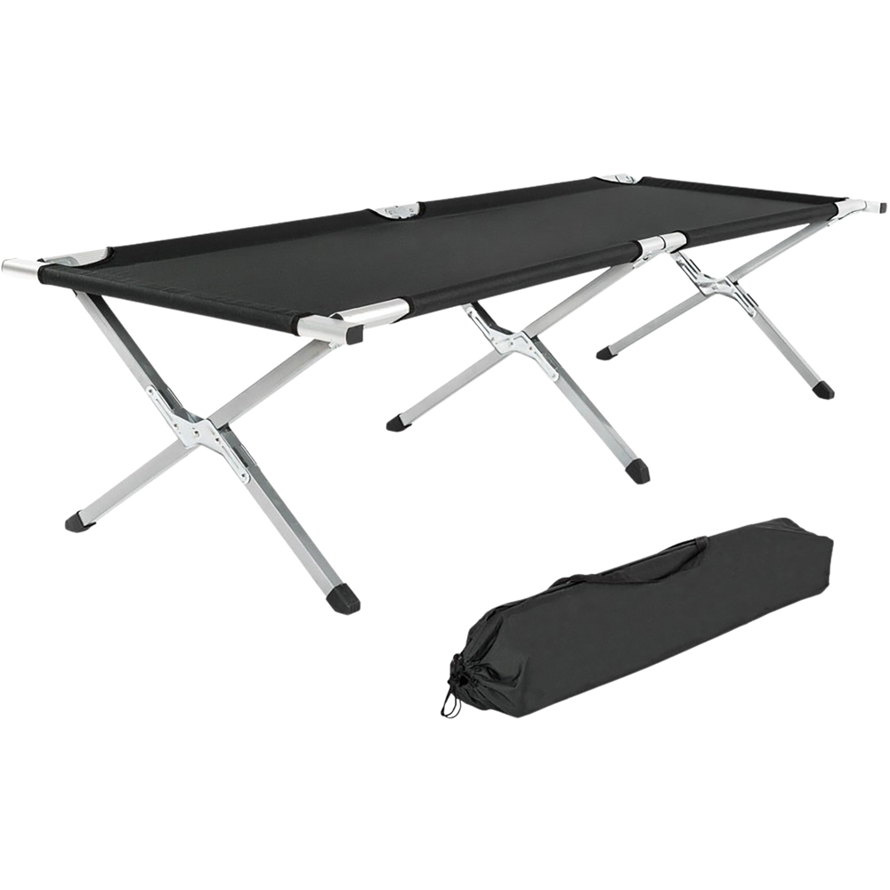tectake Black Aluminium Camping Beds 3 Pack Image 1