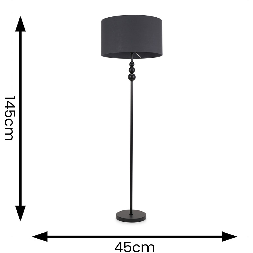 ValueLights Marissa Charcoal Grey Shade Black Ball LED Floor Lamp Image 5