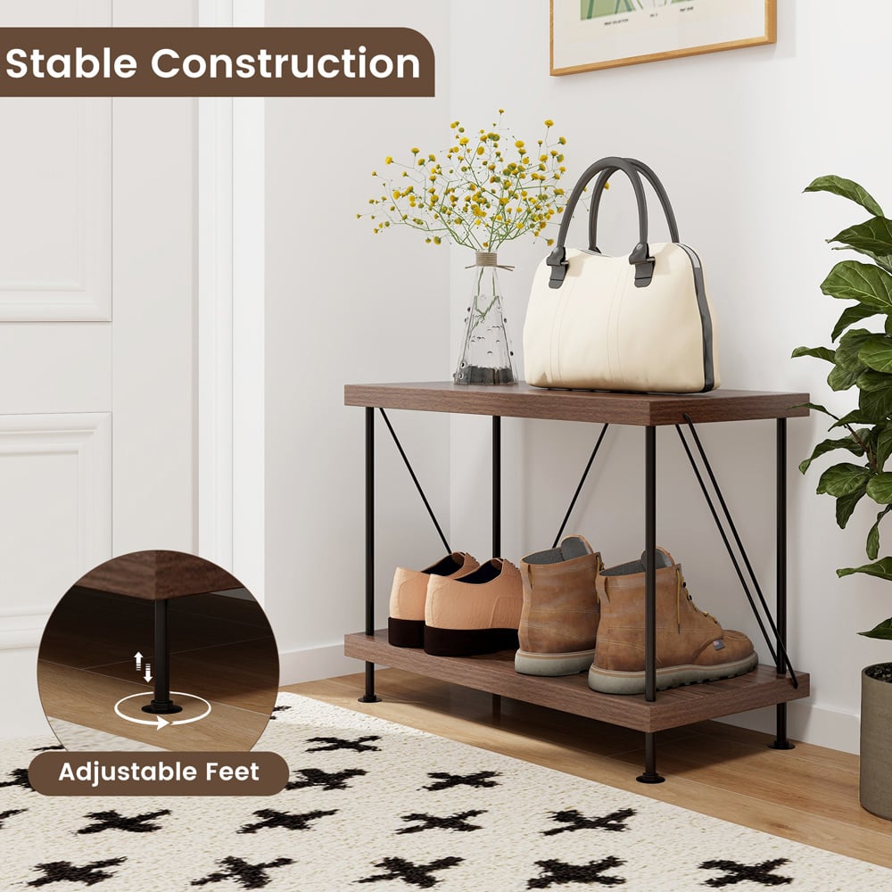 Costway 2 Shelf Brown Multipurpose Display Rack Image 7