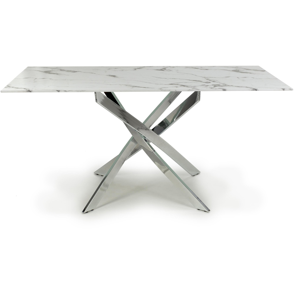 wilko Monaco 4 Seater Marble Glass Dining Table Chrome and White Image 3