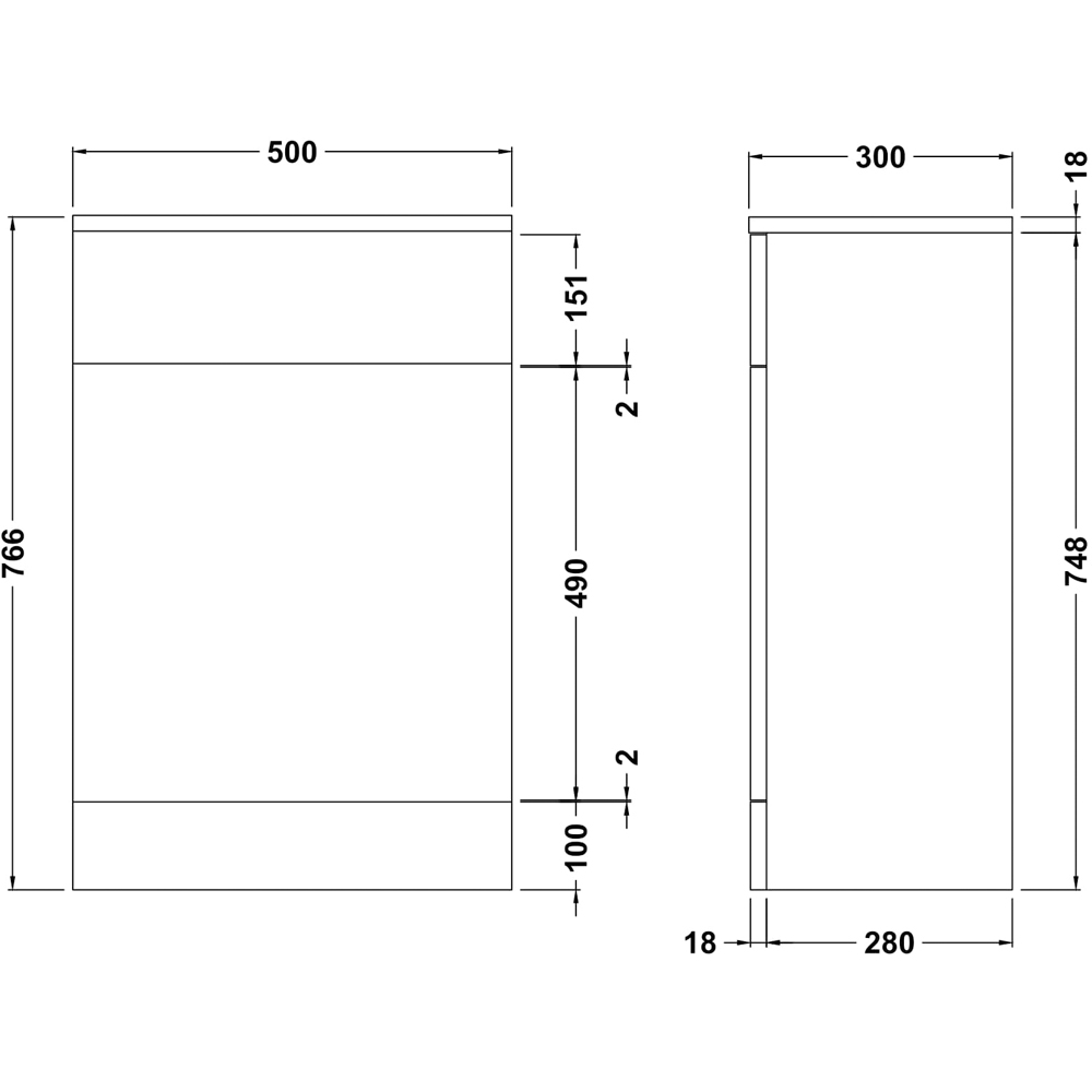 nuie Mayford Gloss White Floor Standing Slim WC Unit 500mm Image 2