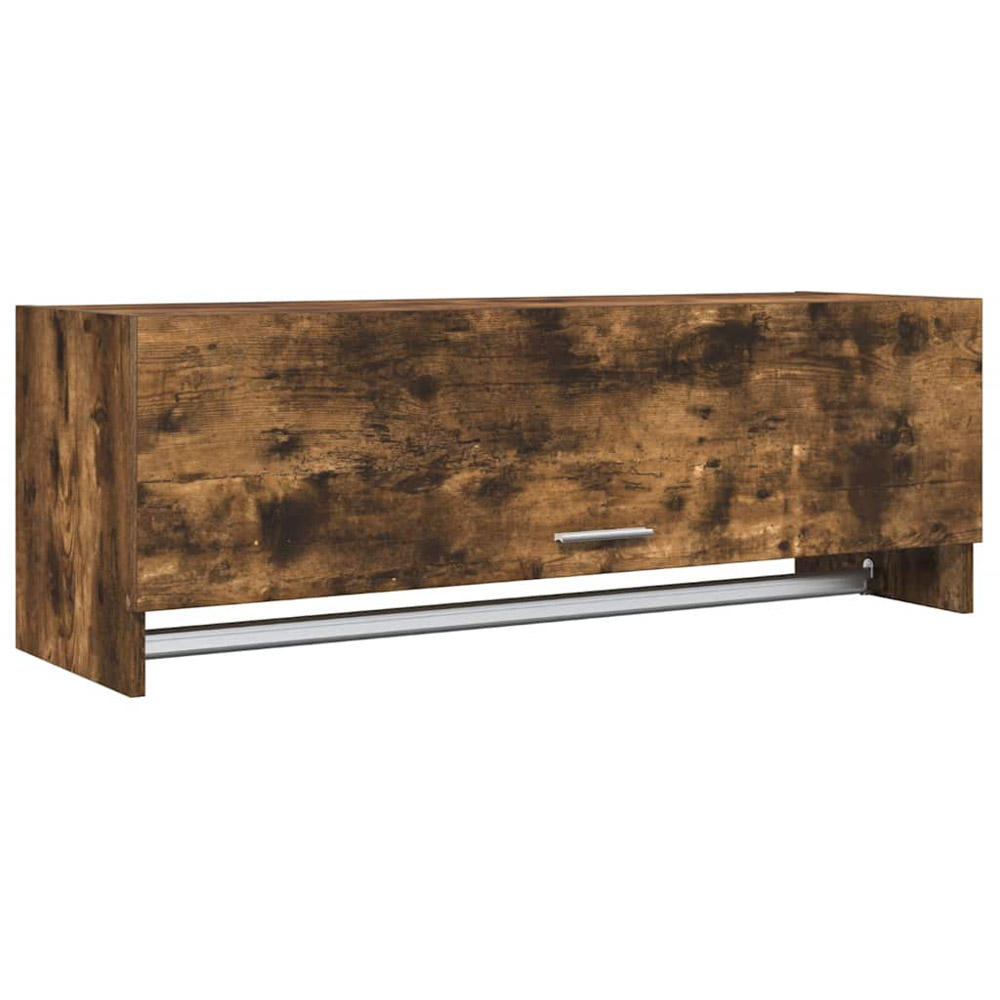 vidaXL Single Flap Door Smoked Oak Wardrobe with Hanger Bar Image 2