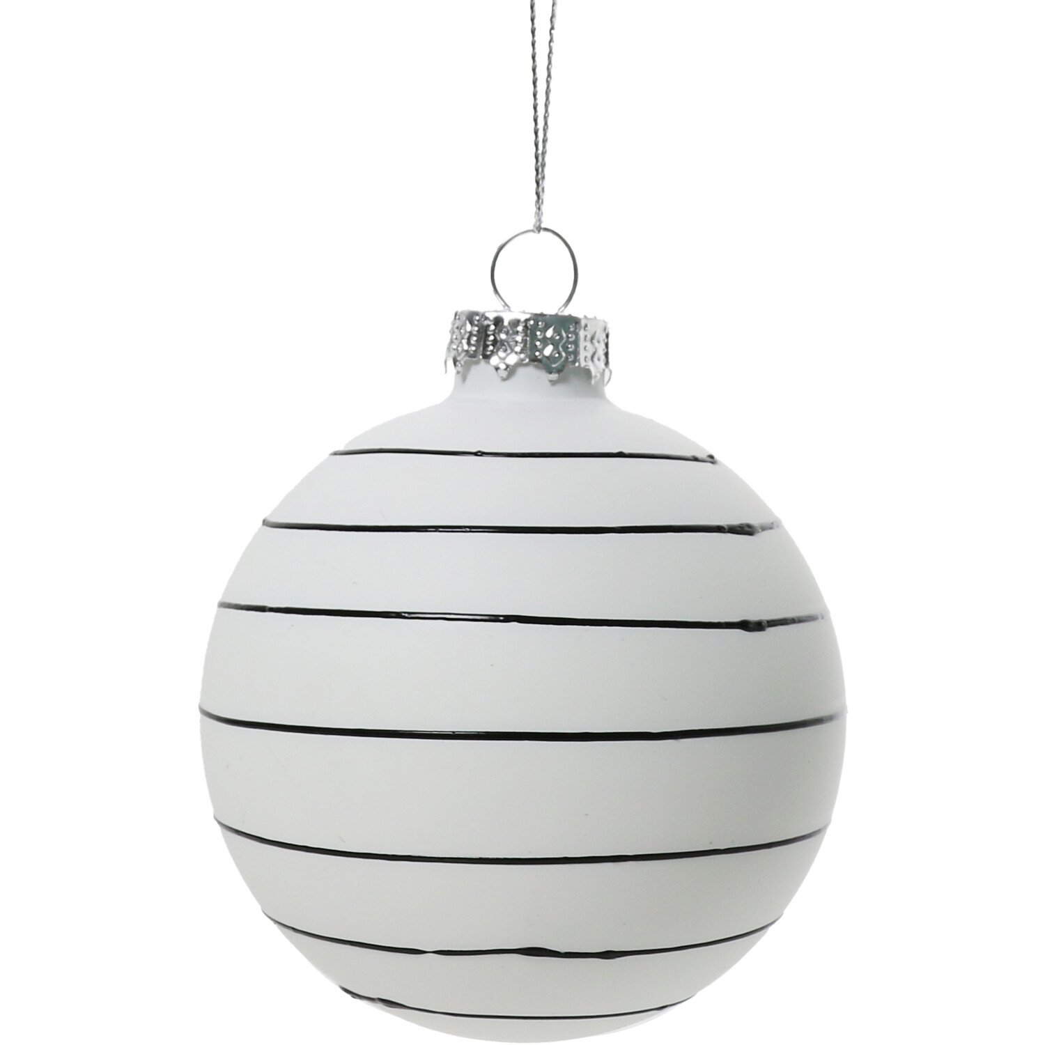 Single Matt White and Black Christmas Bauble in Assorted styles Image 1