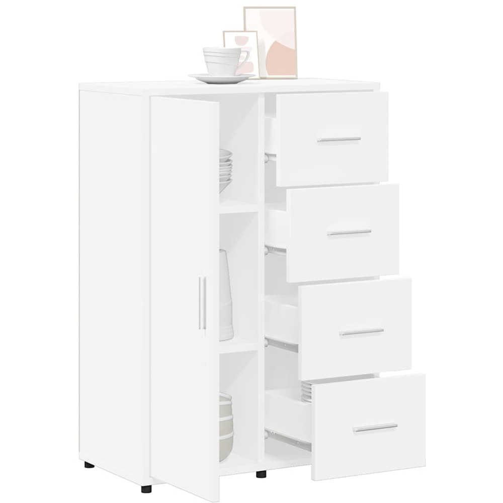 vidaXL Single Door 4 Drawer White Sideboard Set of 2 Image 3