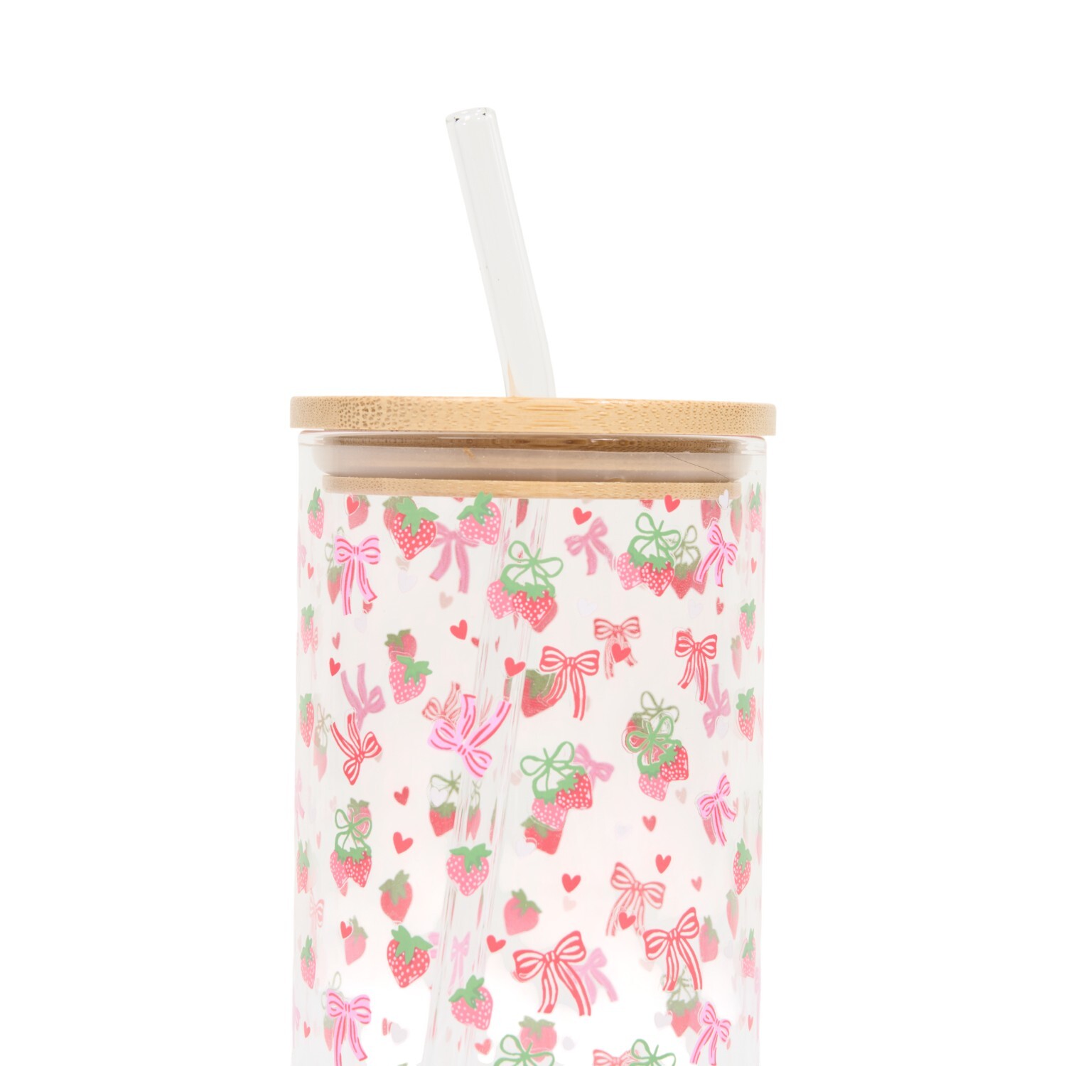 Berry Sweet Glass Drinking Jar with Straw Image 3