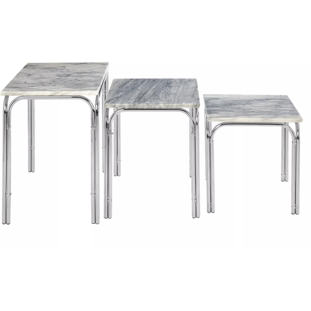 Premier Housewares Chrome Nest of Tables Set of 3 Image 4