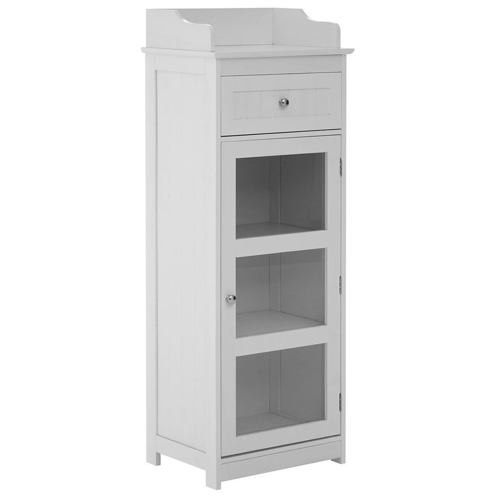 Premier Housewares Portland Single Drawer Single Door White Floor Cabinet Image 2