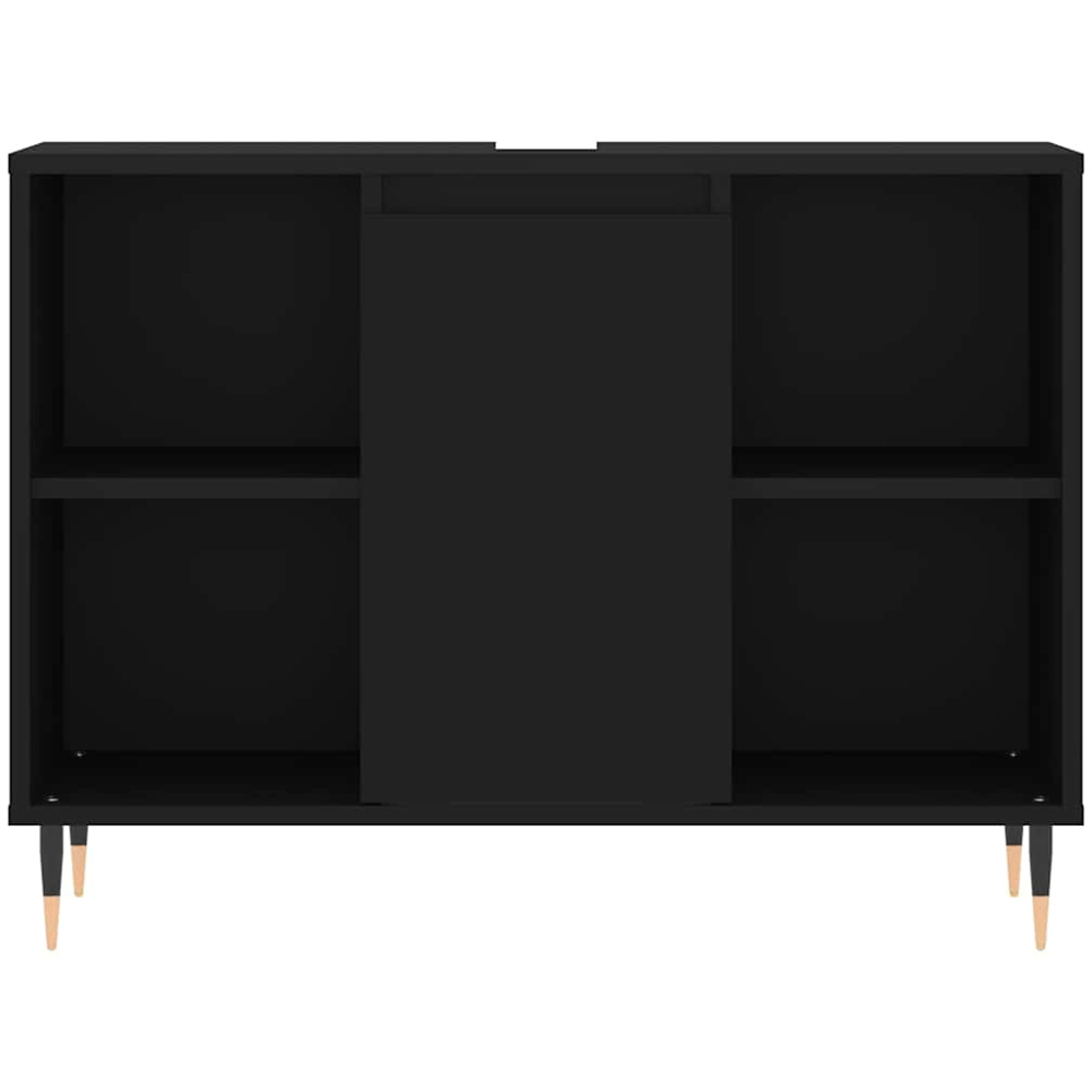 vidaXL Single Door 4 Shelf Black Wood Bathroom Cabinet Image 6