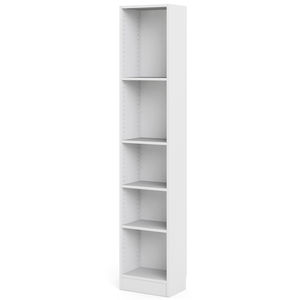 Florence Basic 4 Shelf White Narrow Tall Bookcase Image 3