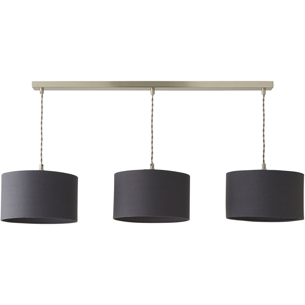 ValueLights Reni Charcoal Drum Shade 3 Drop Bar Chrome Diner LED Ceiling Pendant Light Image 1