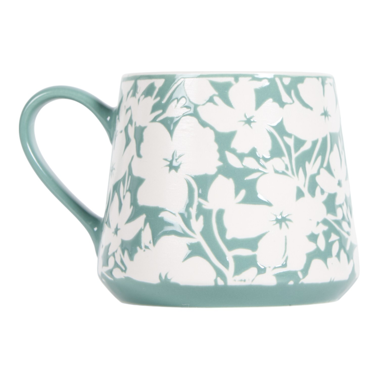 Floral Stoneware Mug 400ml Green Image 1