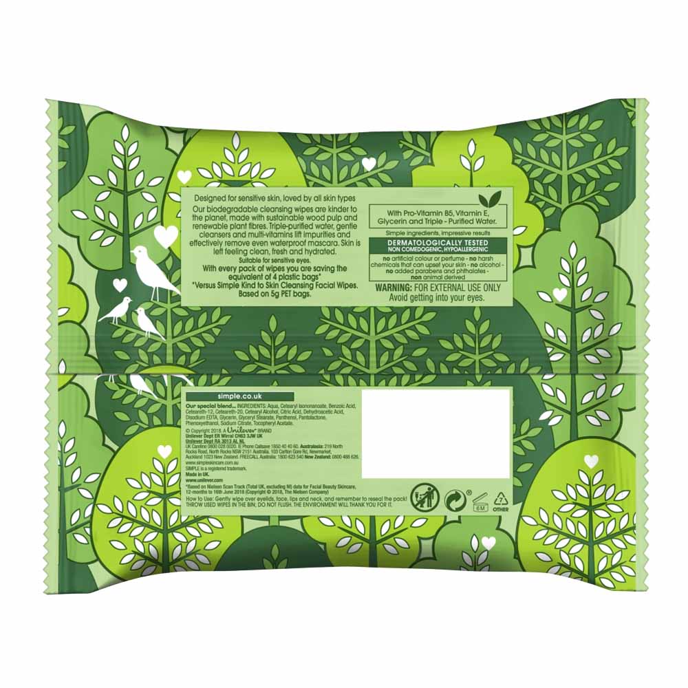 Simple Kind to Skin Biodegradable Wipes Multipack Image 2
